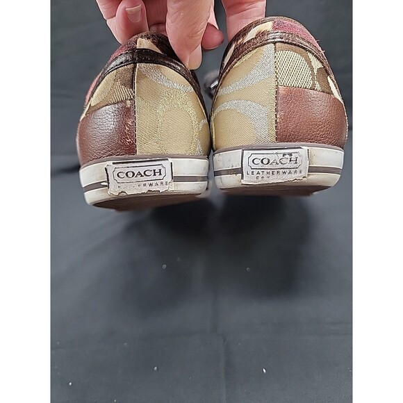 Signature Coach Dawnell Patchwork Leather Suede Lace Up Sneakers Size 7.5M Brown - Picture 7 of 13